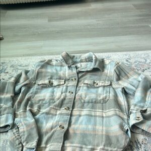 American Eagle Plaid Shirt in Blue and Tan size small
